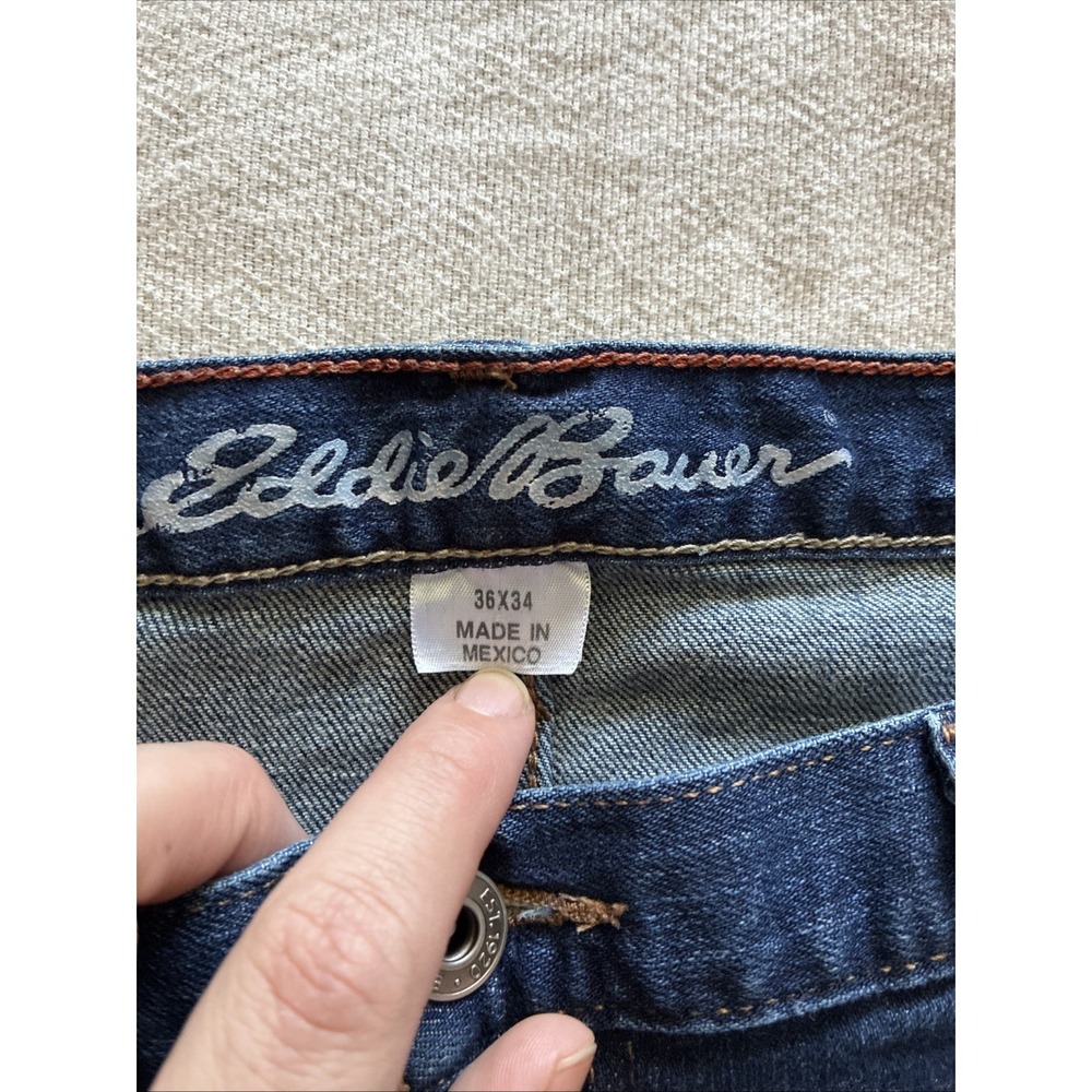 Eddie Bauer Men's Jeans 36 X 34* Dark Blue Straight Fit Stretch Midrise Normcore - Picture 9 of 16